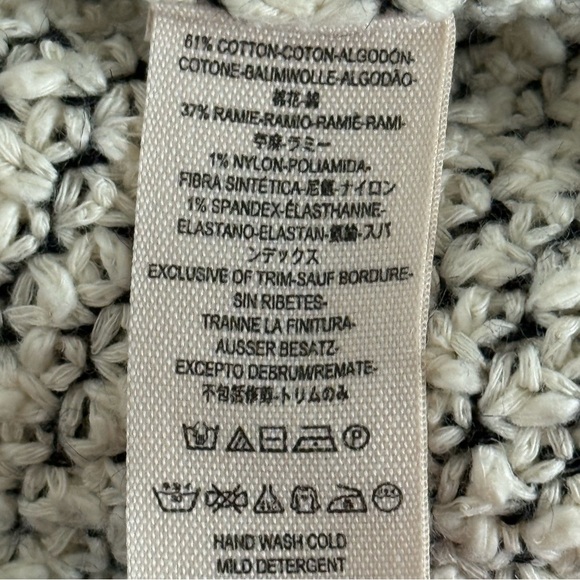 Free People Knit Hooded Fringe Cardigan‎ Sweater Ivory Black – Size M - Picture 12 of 13